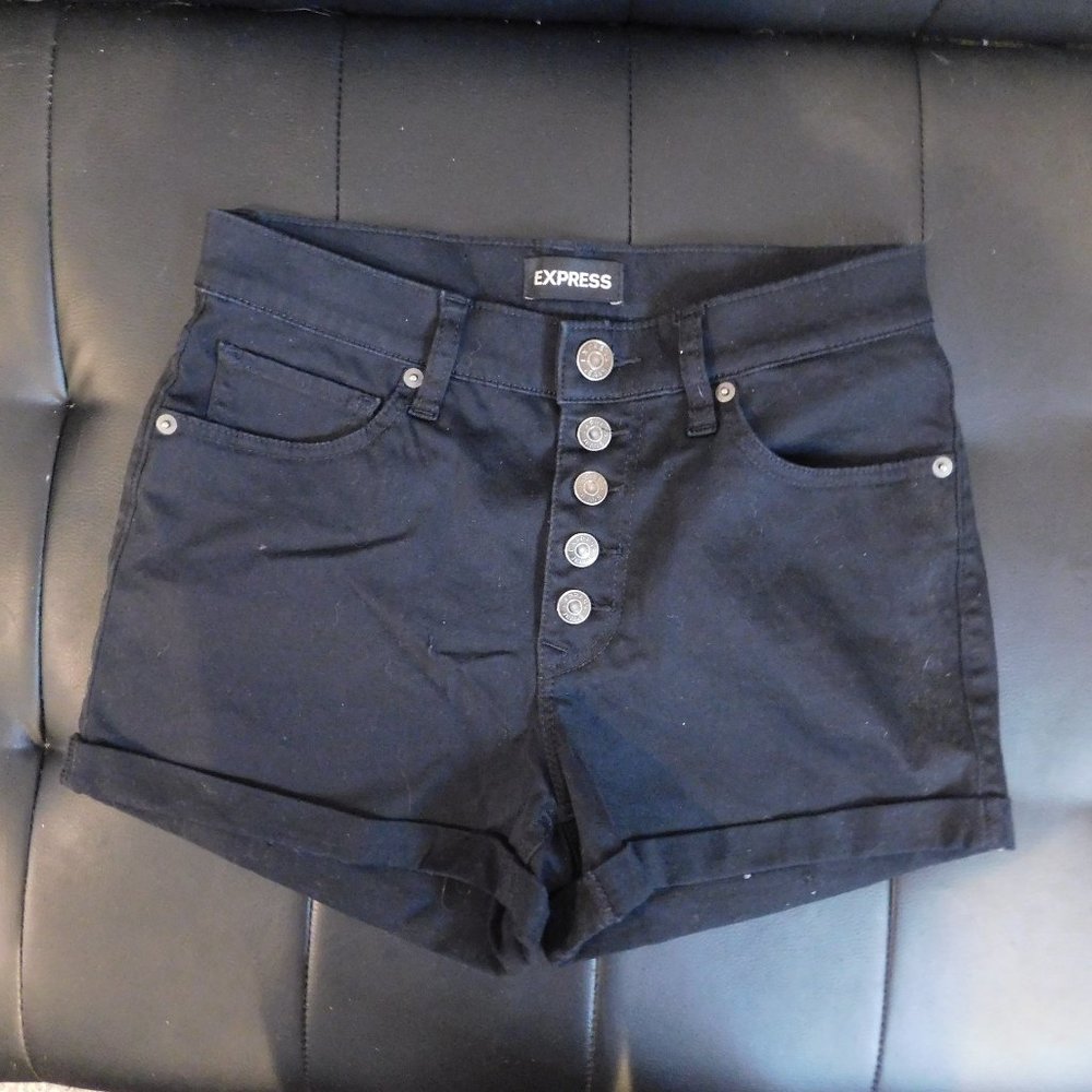 Express High Waisted Multiple Button Jean Shorts